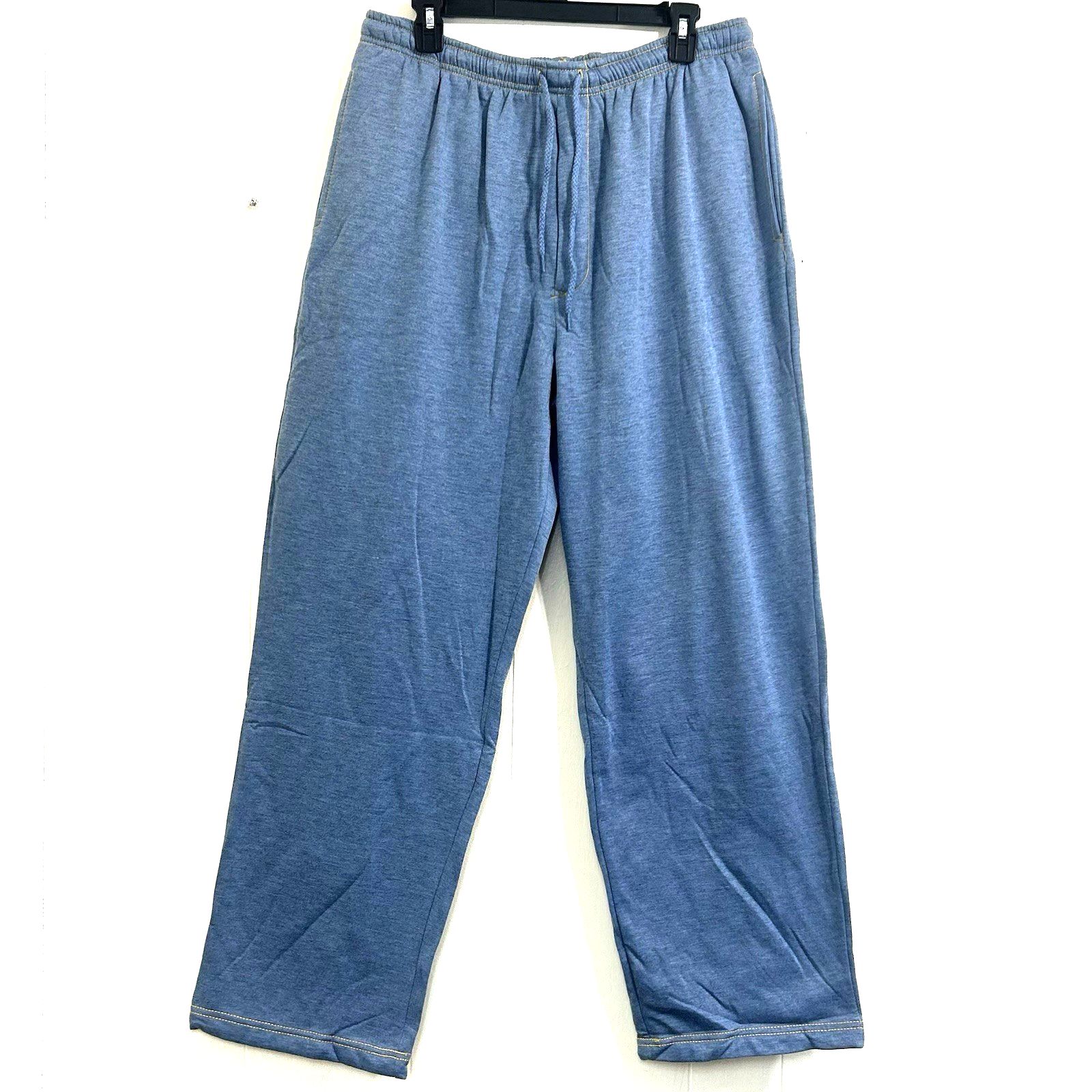 Haband Men's Light Blue Joggers Pant Size Large Stitches Pockets Wide Leg